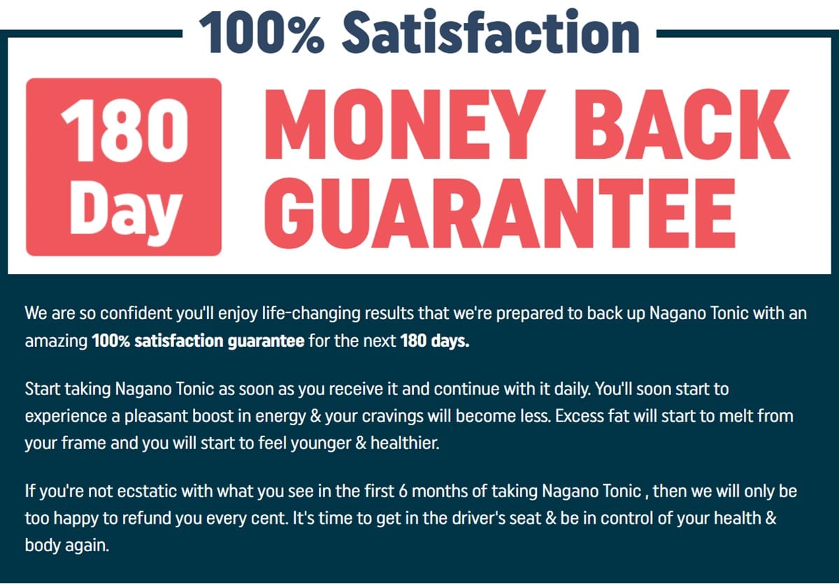 Nagano Tonic Money-back Guarantee